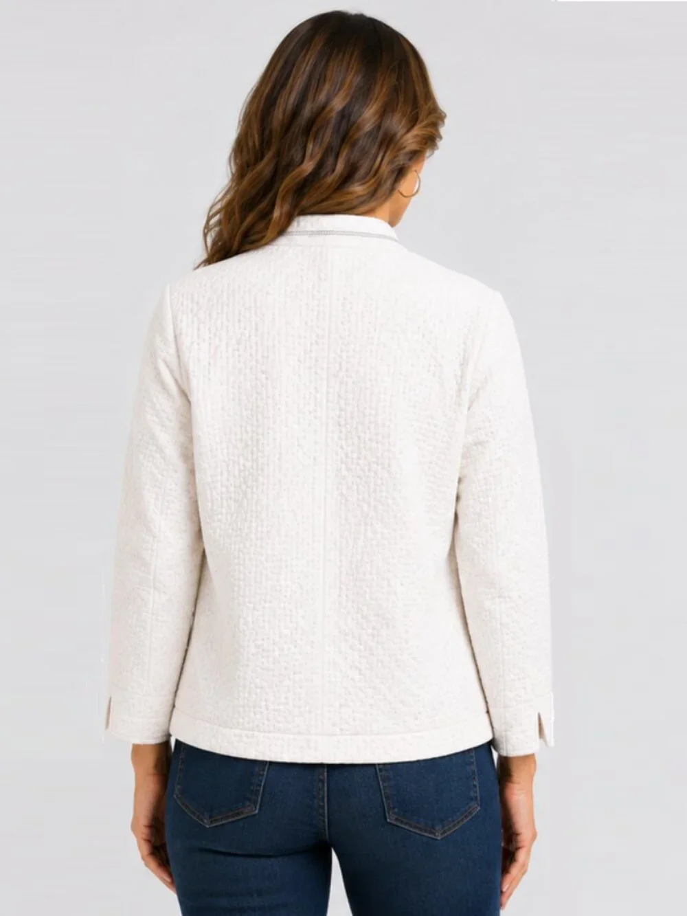 NWT Onque Casual Marina Day Trip Fly-Away Texture Jacket W/Rhinestone Collar 2XL